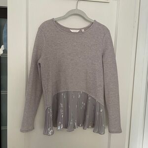 LC Lauren Conrad Purple and Silver Sweater with Pleated Hem S